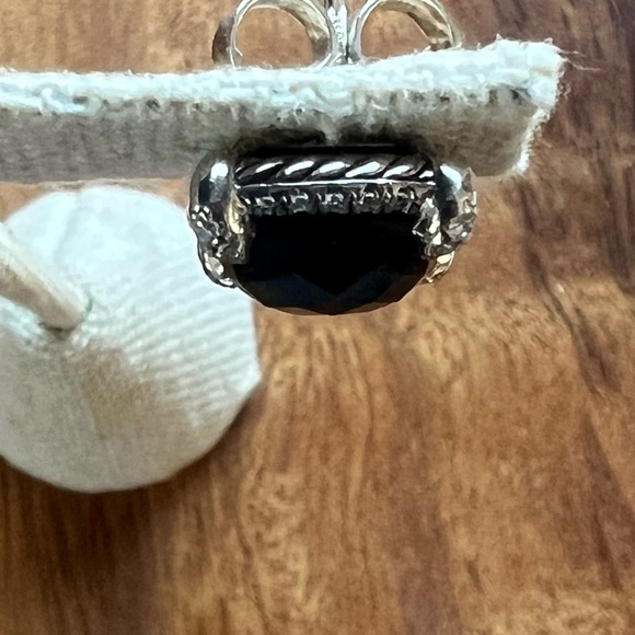 David Yurman Chatelaine Diamond and Black Onyx Earrings SS/14KWG POSTS - Picture 9 of 10